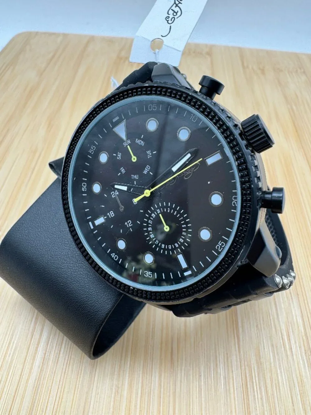 ED HARDY Men's Matte Black Watch with Round Face and Black Silicone Strap 50444